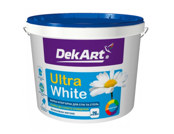 Фарба інтер'єрна для стін та стель ВДА "Ultra White" ТМ "DekArt" -14,0 кг